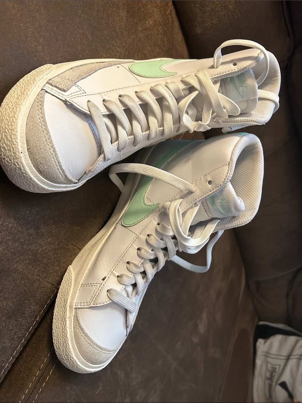 Nike White Sneakers with Mint Swoosh